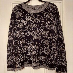 NWOT Tribal Black & Gray Jacquard Pattern Long Sleeve Sweater size L ret. $99